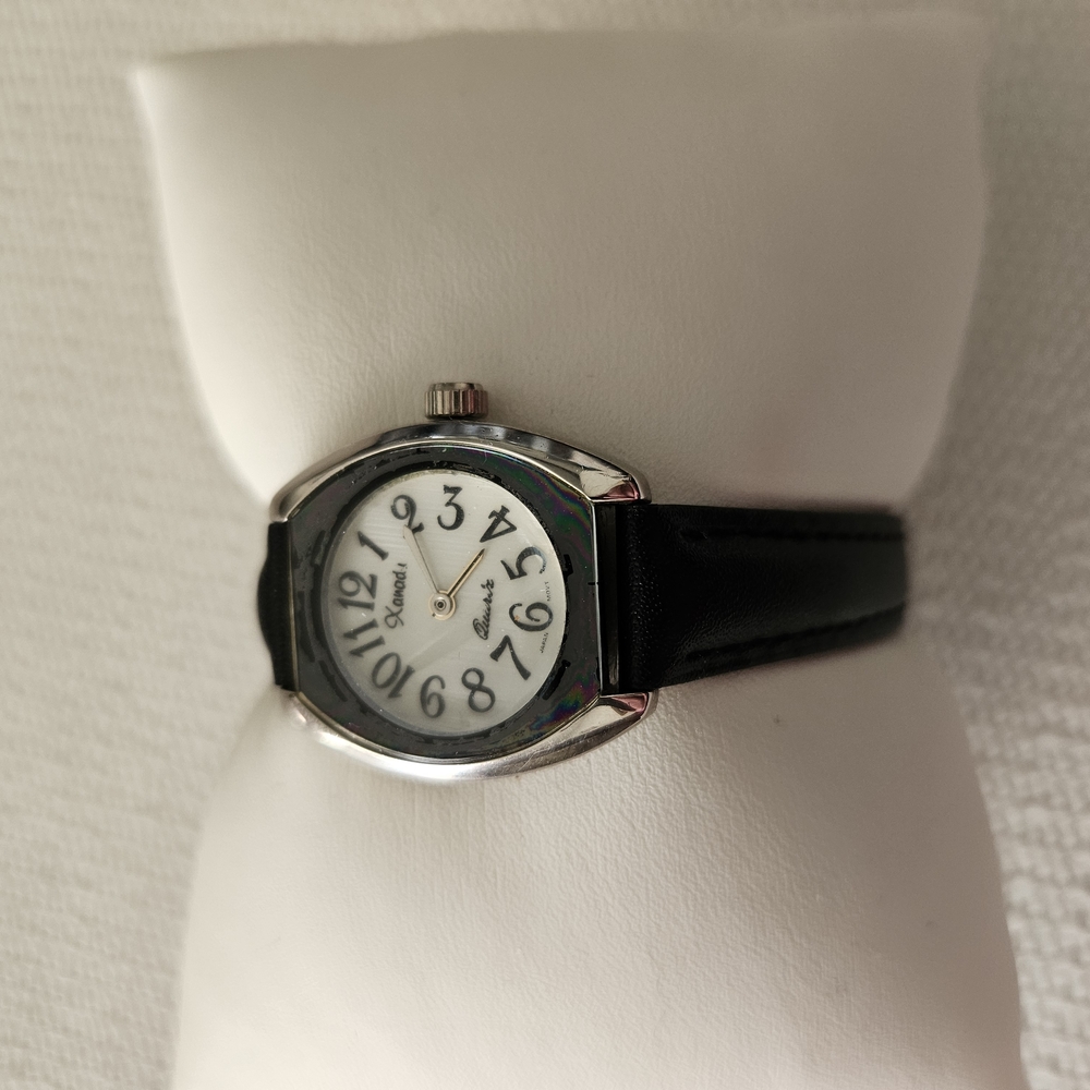Black Leather Strap Watch by